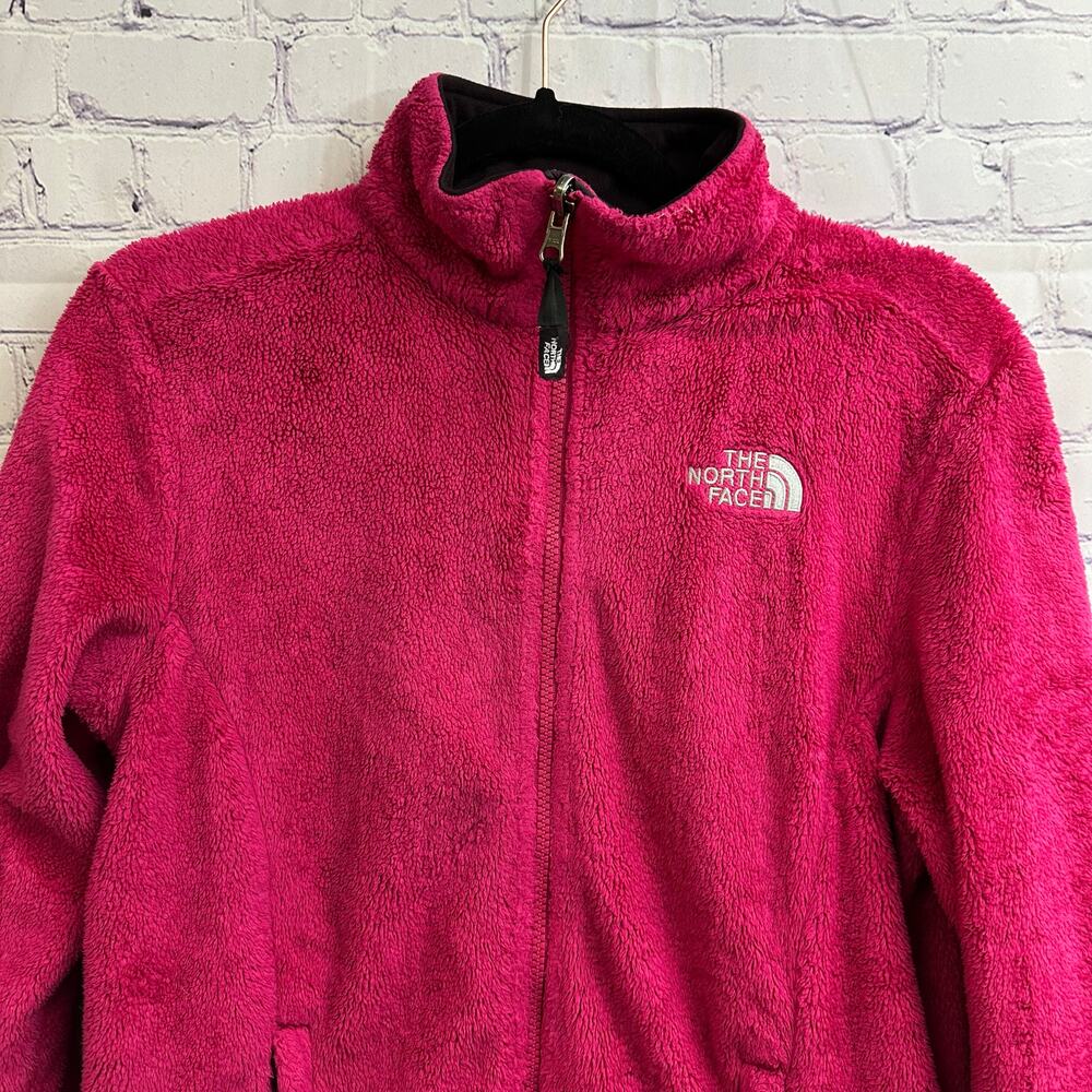The North Face Girls Osito Fuchsia Pink Fuzzy Jacket Size XL Full Zip Soft - Picture 2 of 5
